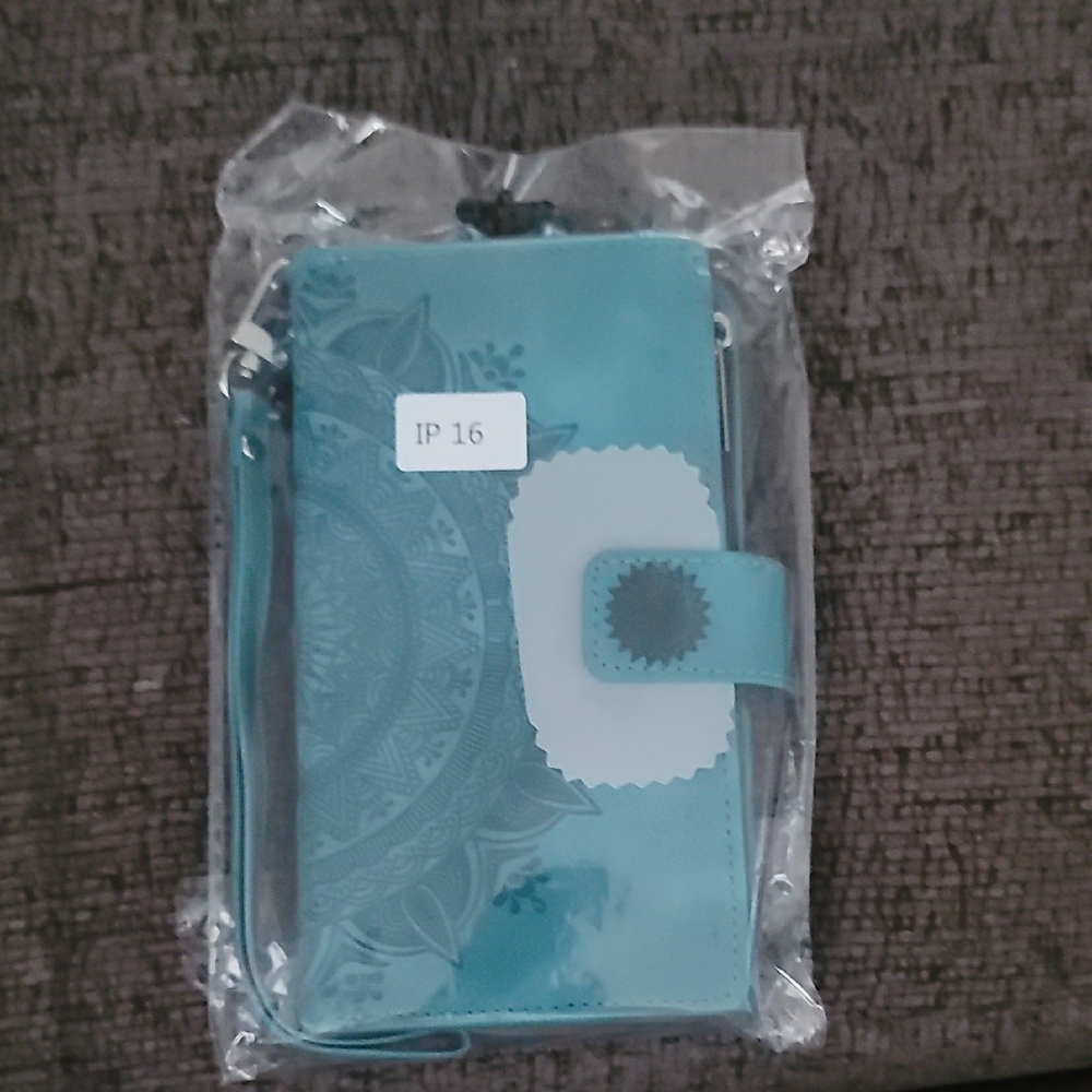 Teal Mandala Phone Wallet Case - Picture 12 of 12